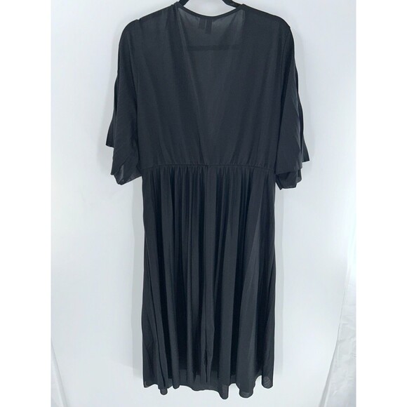 Women's Asos Curve Black A-line Flutter Sleeve Sheer Midi Dress Size 18 - Picture 6 of 8